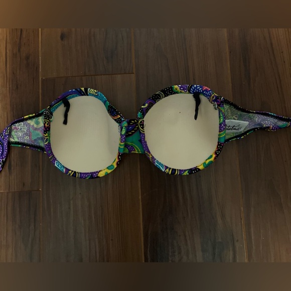 Vintage 80’s strapless psychedelic paisley pattern bikini top Catalina brand - Picture 3 of 3
